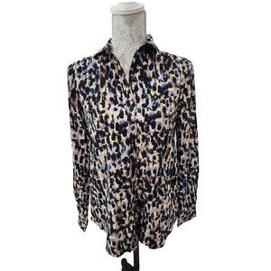 Beachlunchlounge Viscose Top Long Sleeve Abstract Button Up Women's XS